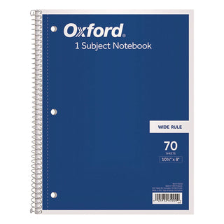 Coil-Lock Wirebound Notebooks, 3-Hole Punched, 1-Subject, Wide/Legal Rule, Randomly Assorted Covers, (70) 10.5 x 8 Sheets