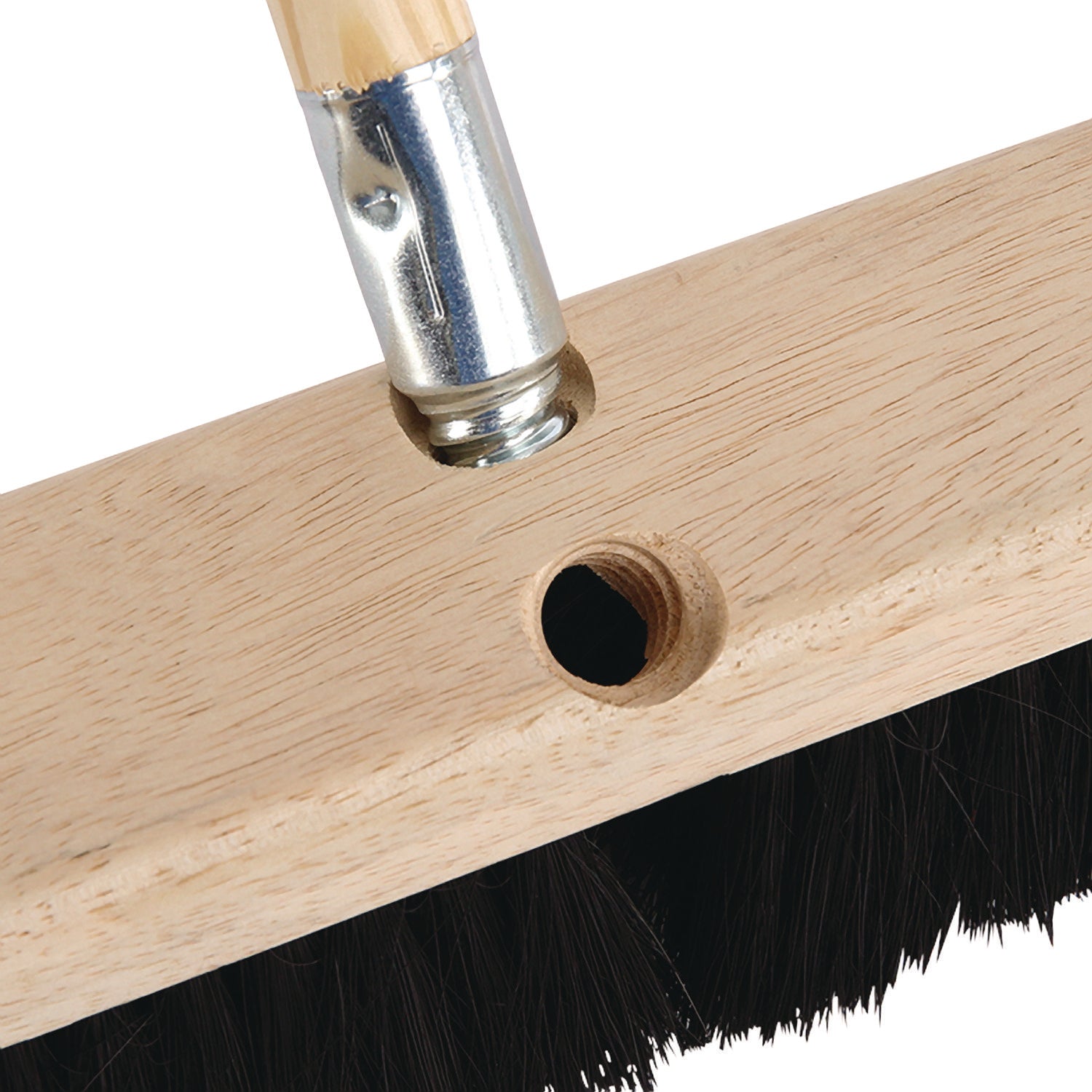 Metal Tip Threaded Hardwood Broom Handle, 0.94" dia x 60", Natural
