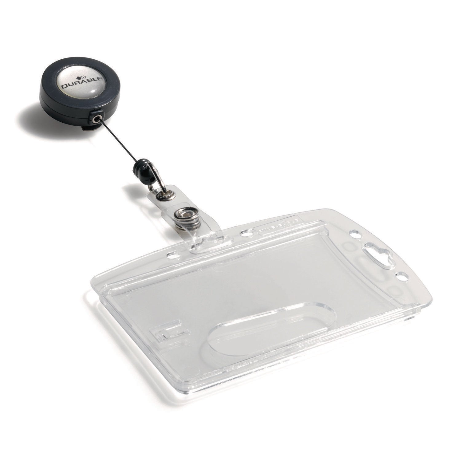 ID/Security Card Holder Set, Vertical/Horizontal, Reel, Clear, 10/Pack