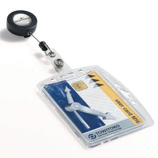 ID/Security Card Holder Set, Vertical/Horizontal, Reel, Clear, 10/Pack