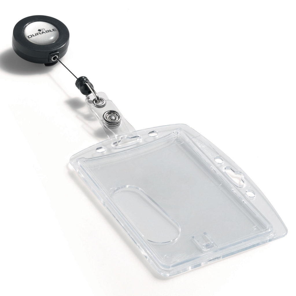 ID/Security Card Holder Set, Vertical/Horizontal, Reel, Clear, 10/Pack
