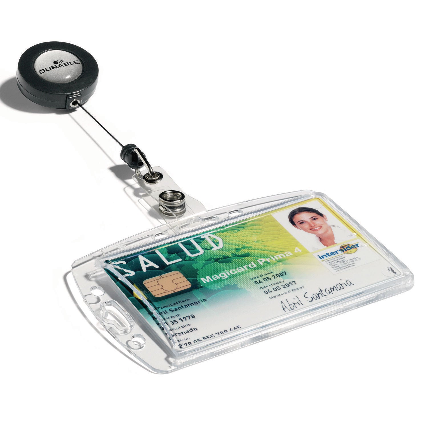 ID/Security Card Holder Set, Vertical/Horizontal, Reel, Clear, 10/Pack