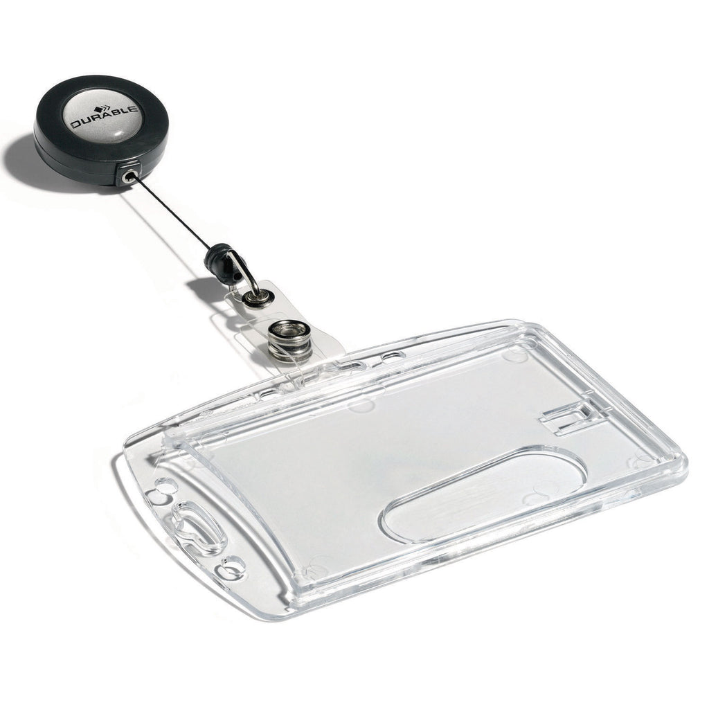 ID/Security Card Holder Set, Vertical/Horizontal, Reel, Clear, 10/Pack