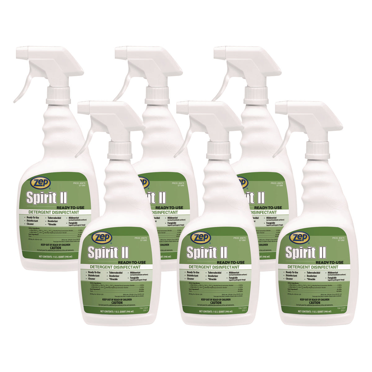 Spirit II Ready-to-Use Disinfectant, Citrus Scent, 32 oz Spray Bottle, 12/Carton