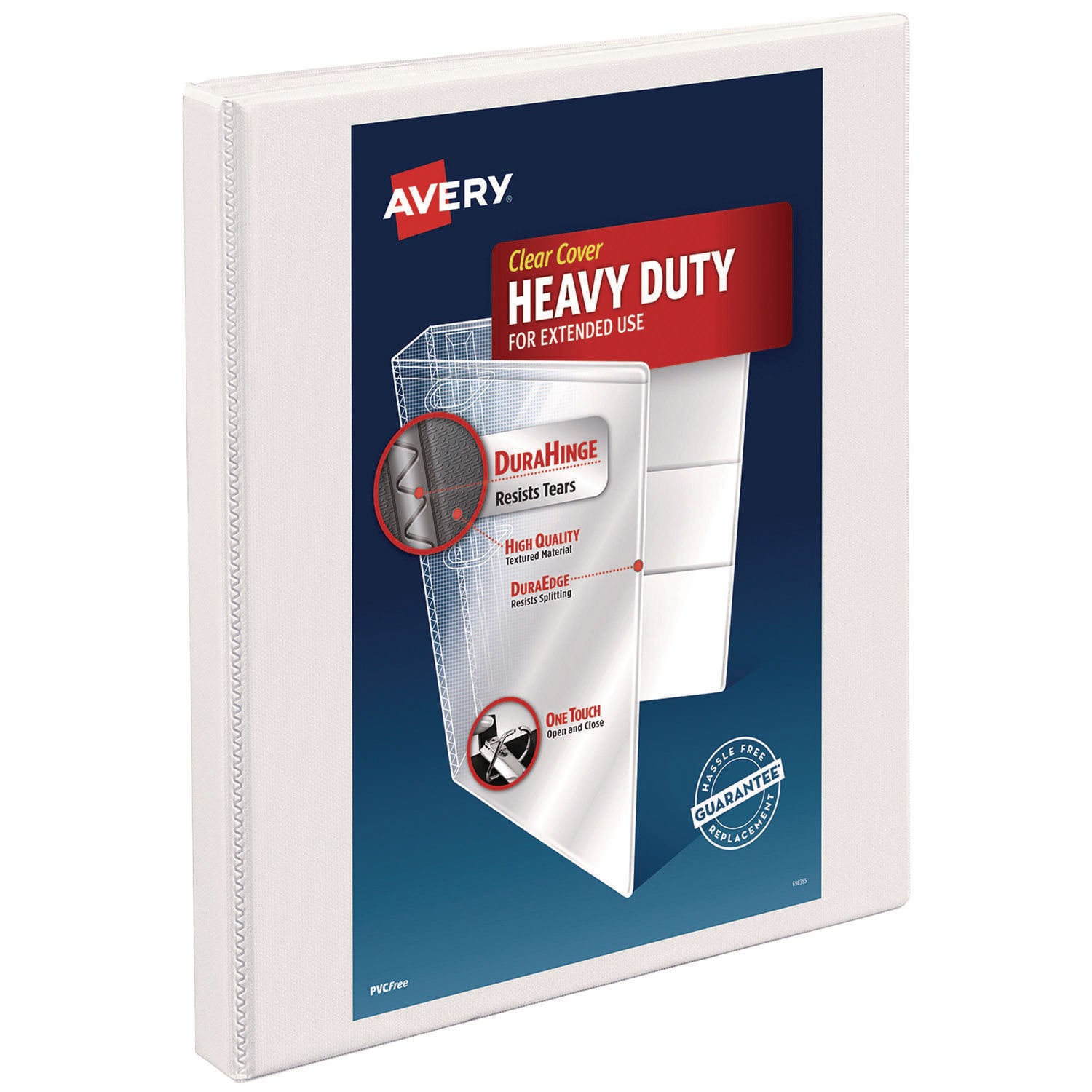 Heavy-Duty Non Stick View Binder with DuraHinge and Slant Rings, 3 Rings, 0.5" Capacity, 11 x 8.5, White, (5234)