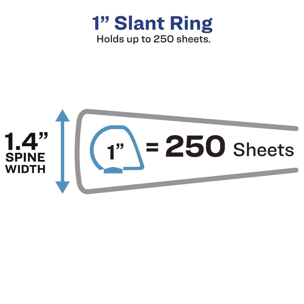Heavy-Duty Non Stick View Binder with DuraHinge and Slant Rings, 3 Rings, 1" Capacity, 11 x 8.5, Black, (5300)