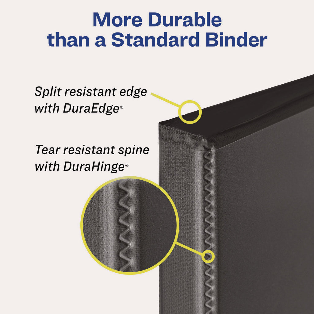 Heavy-Duty Non Stick View Binder with DuraHinge and Slant Rings, 3 Rings, 1" Capacity, 11 x 8.5, Black, (5300)