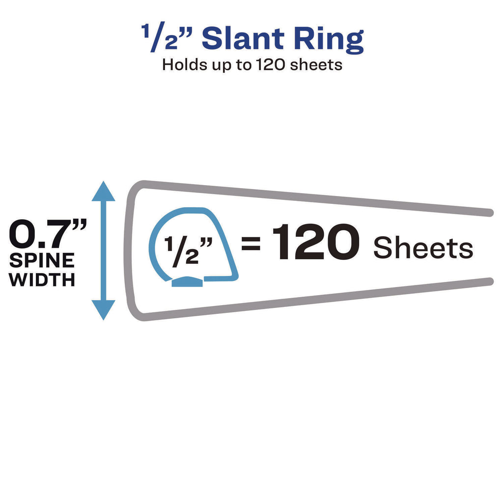 Heavy-Duty Non Stick View Binder with DuraHinge and Slant Rings, 3 Rings, 0.5" Capacity, 11 x 8.5, White, (5234)
