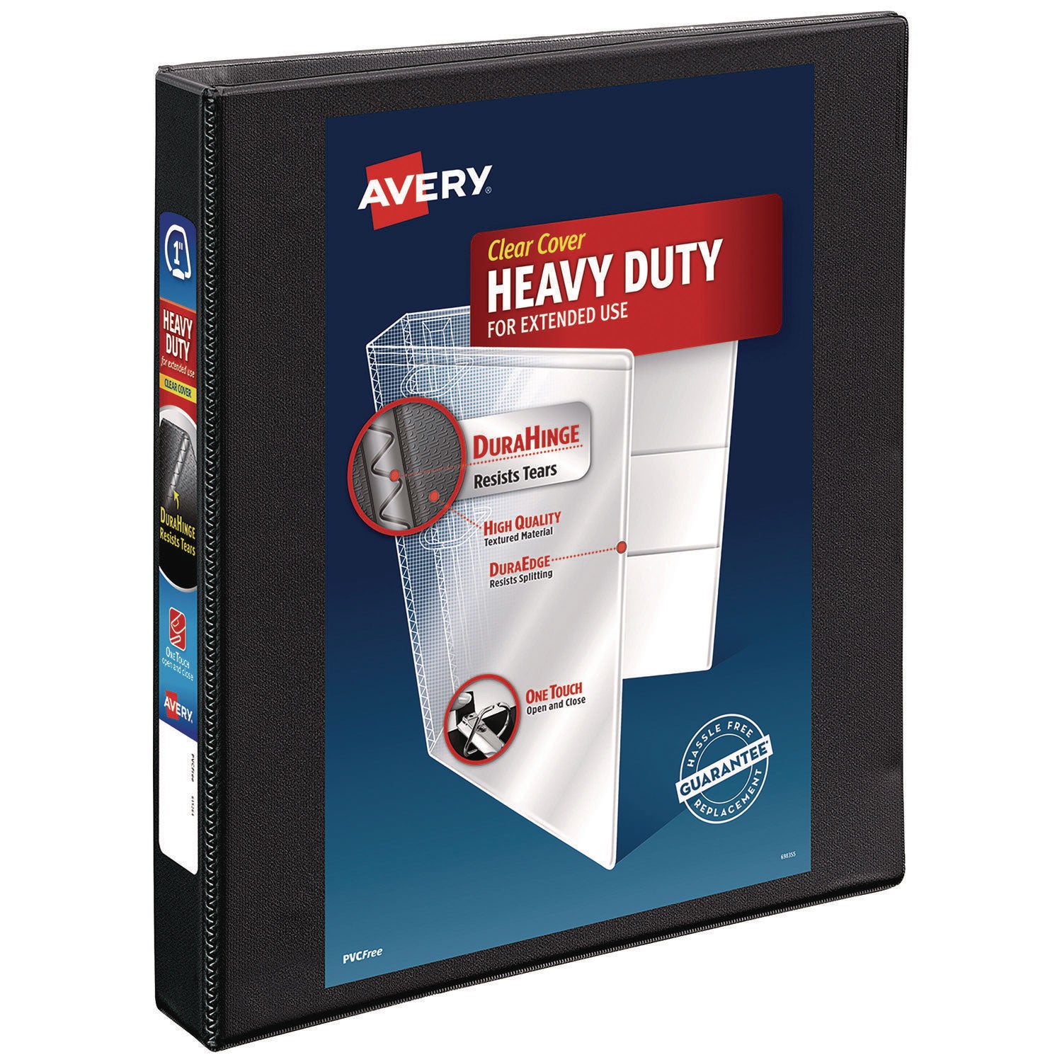 Heavy-Duty Non Stick View Binder with DuraHinge and Slant Rings, 3 Rings, 1" Capacity, 11 x 8.5, Black, (5300)