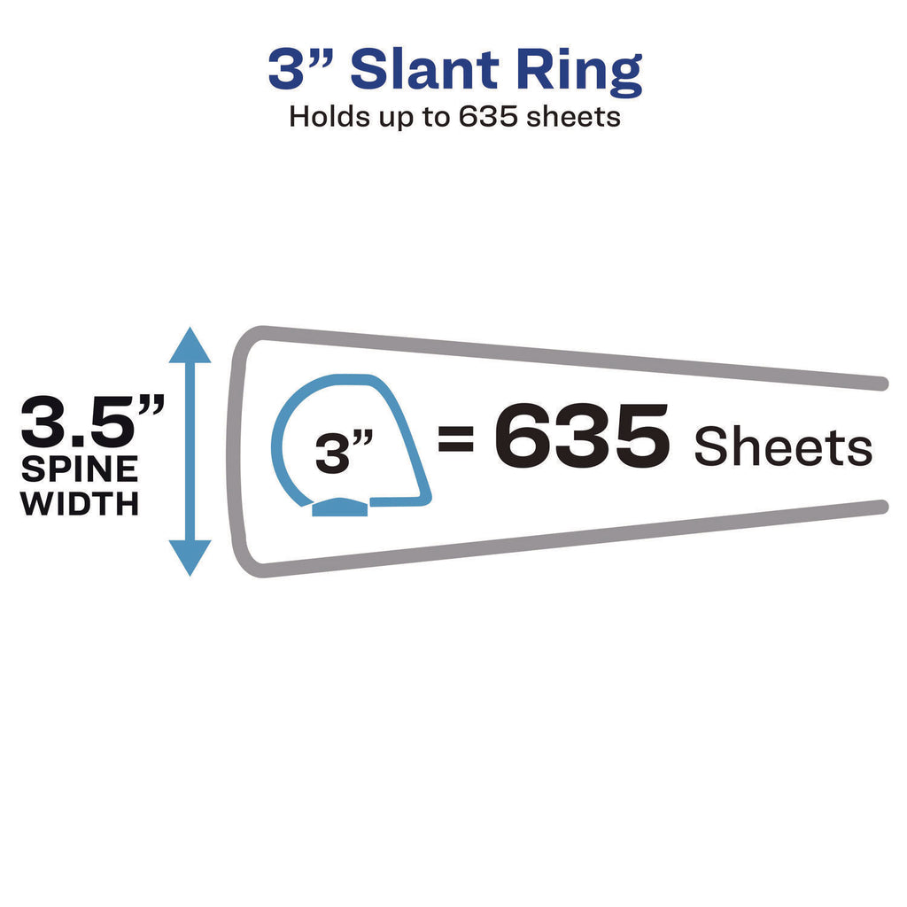 Heavy-Duty Non Stick View Binder with DuraHinge and Slant Rings, 3 Rings, 3" Capacity, 11 x 8.5, White, (5604)