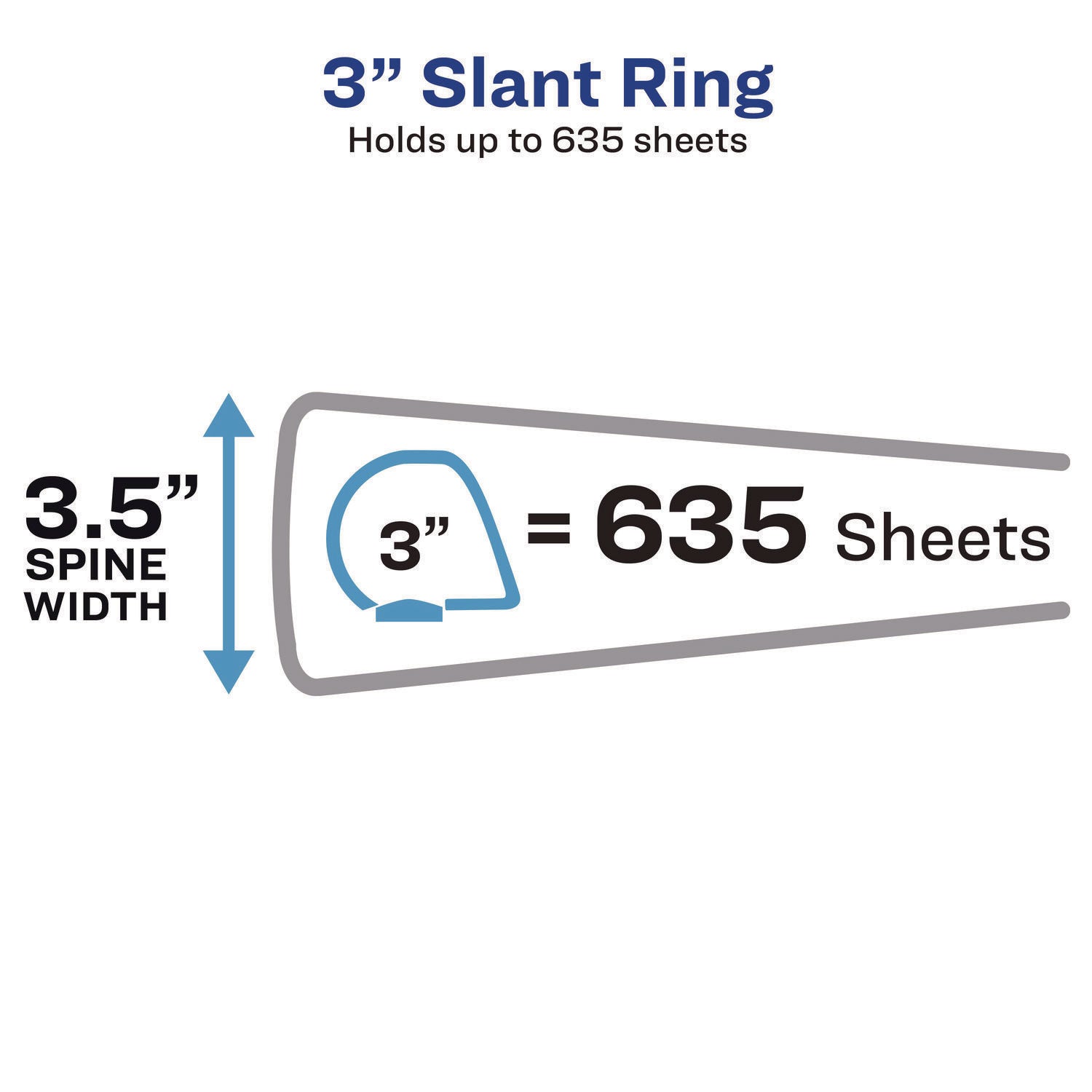 Heavy-Duty Non Stick View Binder with DuraHinge and Slant Rings, 3 Rings, 3" Capacity, 11 x 8.5, White, (5604)