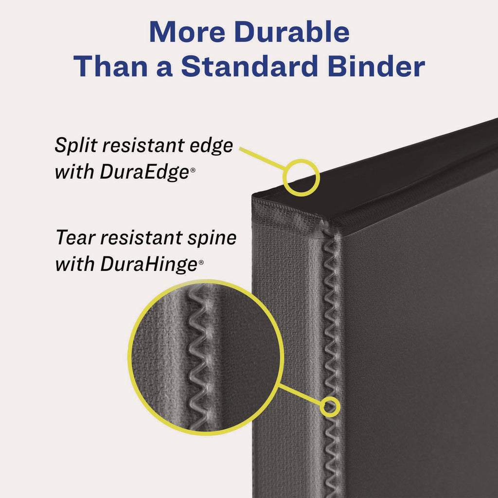 Heavy-Duty Non Stick View Binder with DuraHinge and Slant Rings, 3 Rings, 3" Capacity, 11 x 8.5, White, (5604)