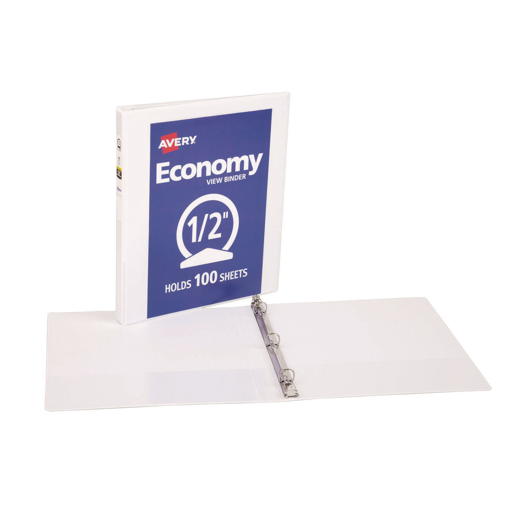Economy View Binder with Round Rings , 3 Rings, 0.5" Capacity, 11 x 8.5, White, (5706)
