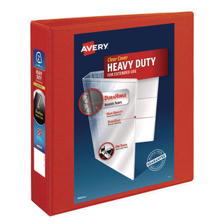 Heavy-Duty View Binder with DuraHinge and One Touch EZD Rings, 3 Rings, 2" Capacity, 11 x 8.5, Red