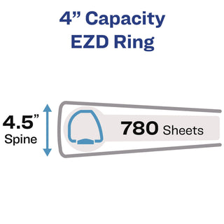Heavy-Duty View Binder with DuraHinge and Locking One Touch EZD Rings, 3 Rings, 4" Capacity, 11 x 8.5, Black