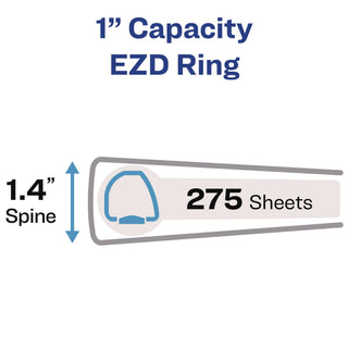 Heavy-Duty View Binder with DuraHinge and One Touch EZD Rings, 3 Rings, 1" Capacity, 11 x 8.5, Navy Blue