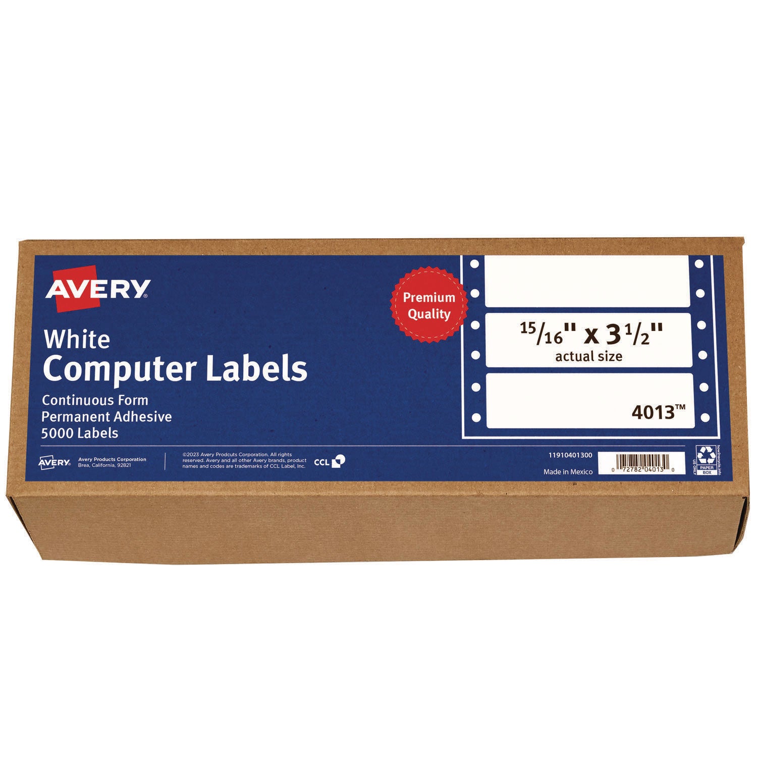 Dot Matrix Printer Mailing Labels, Pin-Fed Printers, 0.94 x 3.5, White, 5,000/Box