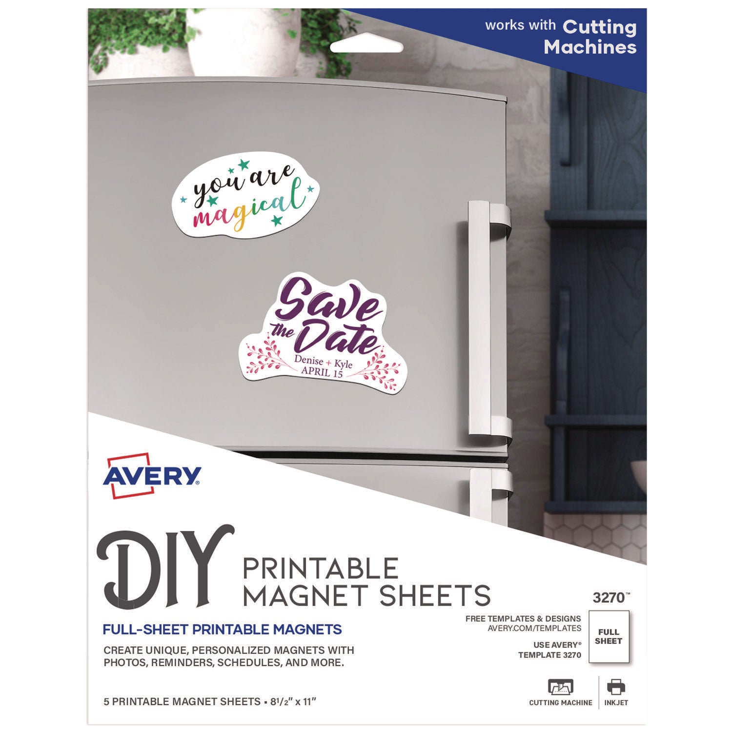 Printable Magnet Sheets, 8.5 x 11, White, 5/Pack