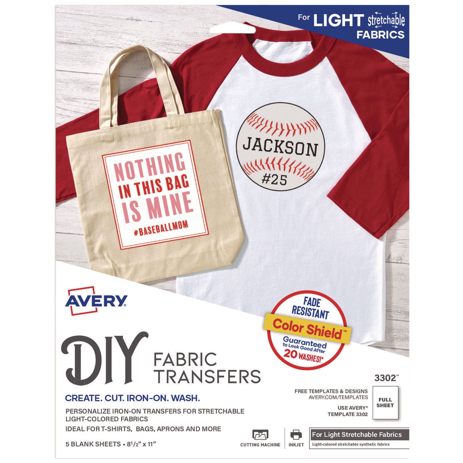 Fabric Transfers, 8.5 x 11, White, 5/Pack