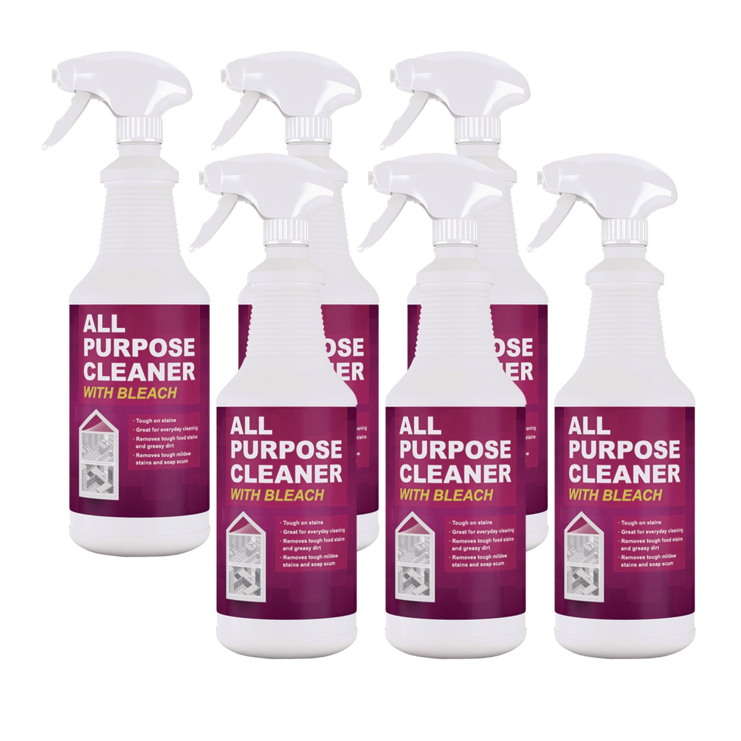 All Purpose Cleaner with Bleach, 32 oz Bottle, 6/Carton