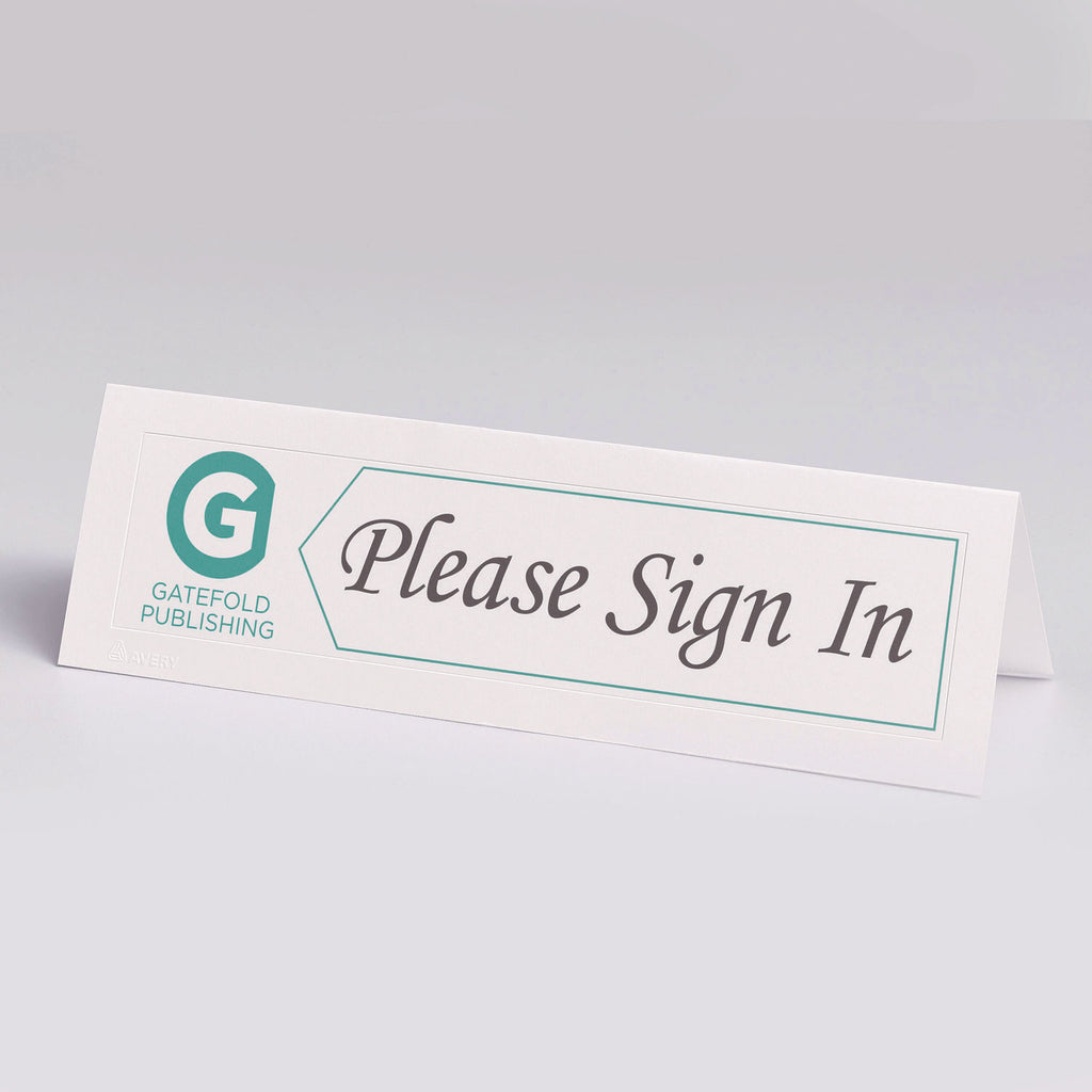 Medium Embossed Tent Cards, White, 2.5 x 8.5, 2 Cards/Sheet, 50 Sheets/Box