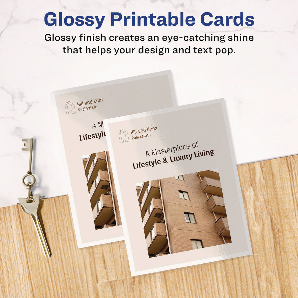 Photo-Quality Printable Postcards, Inkjet, 74 lb, 4.25 x 5.5, Glossy White, 100 Cards, 4 Cards/Sheet, 25 Sheets/Pack