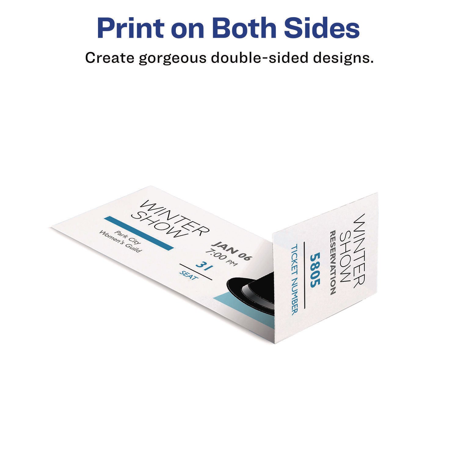 Printable Tickets w/Tear-Away Stubs, 97 Bright, 65 lb Cover Weight, 8.5 x 11, White, 10 Tickets/Sheet, 20 Sheets/Pack