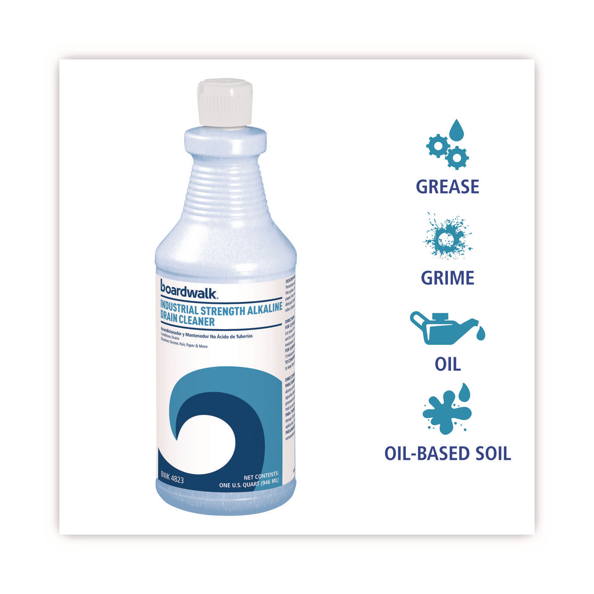 Industrial Strength Alkaline Drain Cleaner, 32 oz Bottle