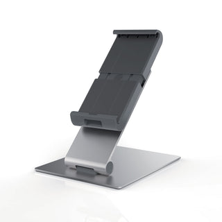 DURABLE TABLET HOLDER Desk Stand - Fits most 7"-13" Tablets, 360 Degrees Rotation with Anti-Theft Device, Silver/Charcoal