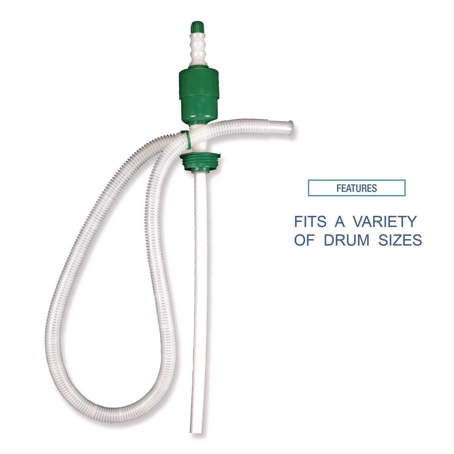 Drum Pump, 5 gpm, Plastic, 46" Tall, Clear, 46
