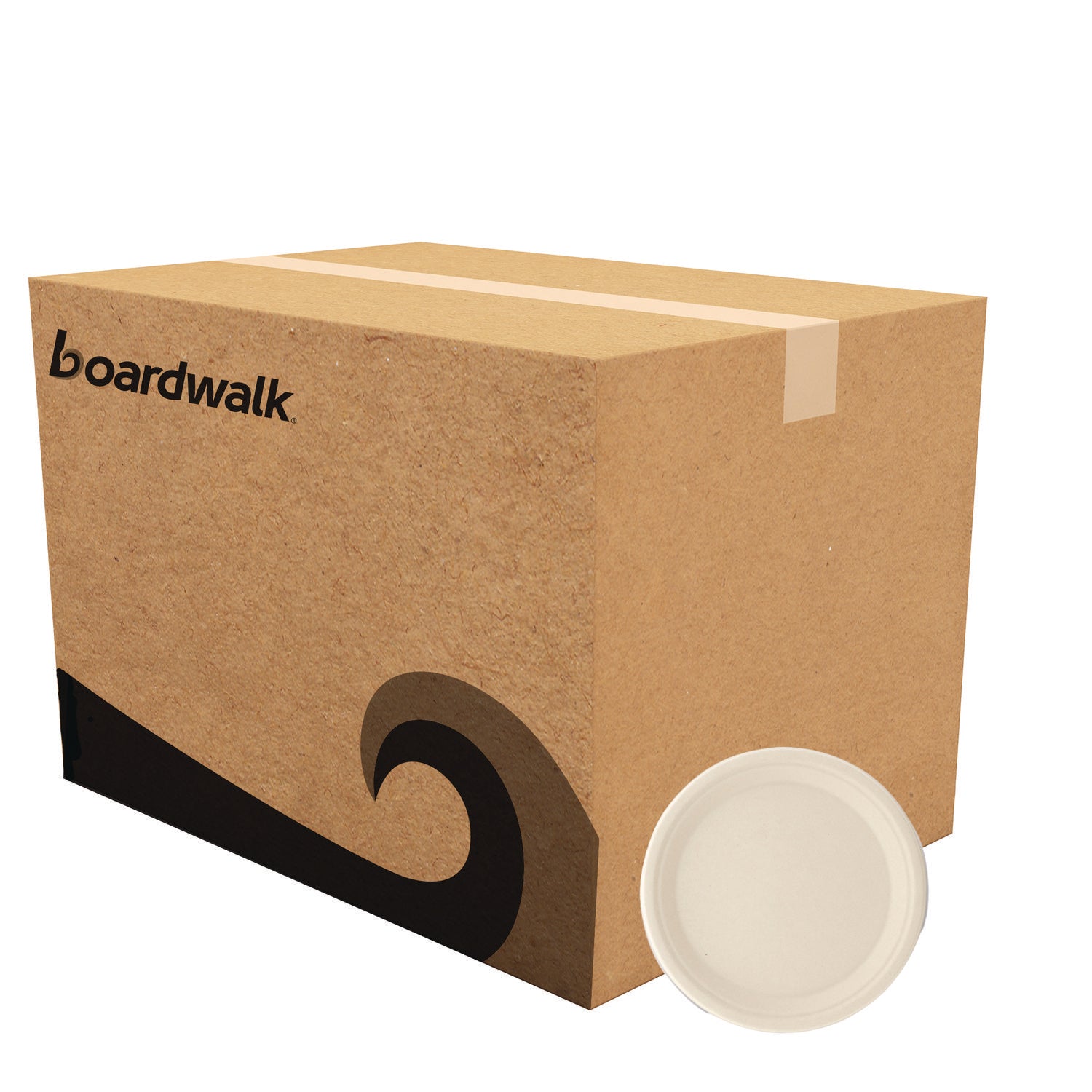 Bagasse PFAS-Free Dinnerware, Plate, 10" dia, Tan, 500/Carton
