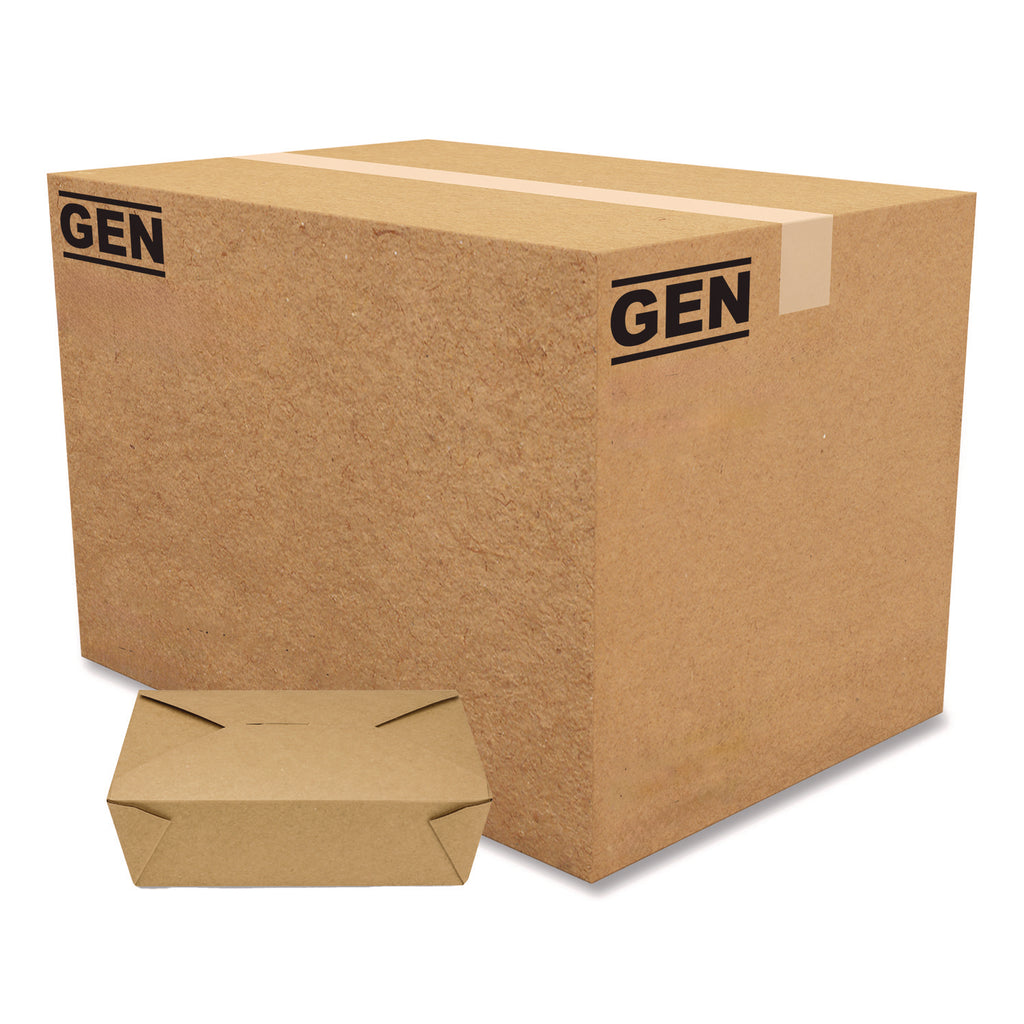 Reclosable Kraft Take-Out Box, 76 oz, Paper, 200/Carton