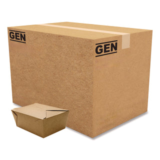 Reclosable Kraft Take-Out Box, 110 oz, Paper, 160/Carton