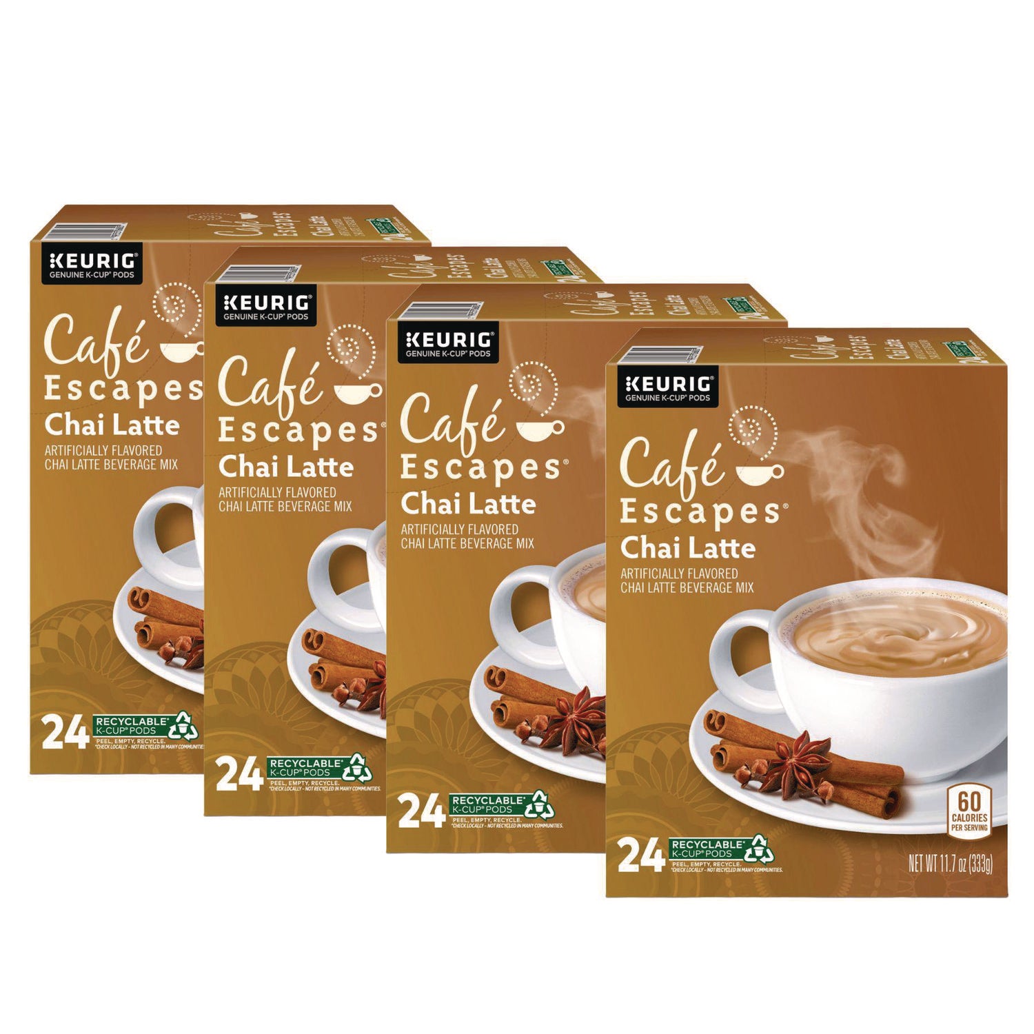 Cafe Escapes Chai Latte K-Cups, 96/Carton