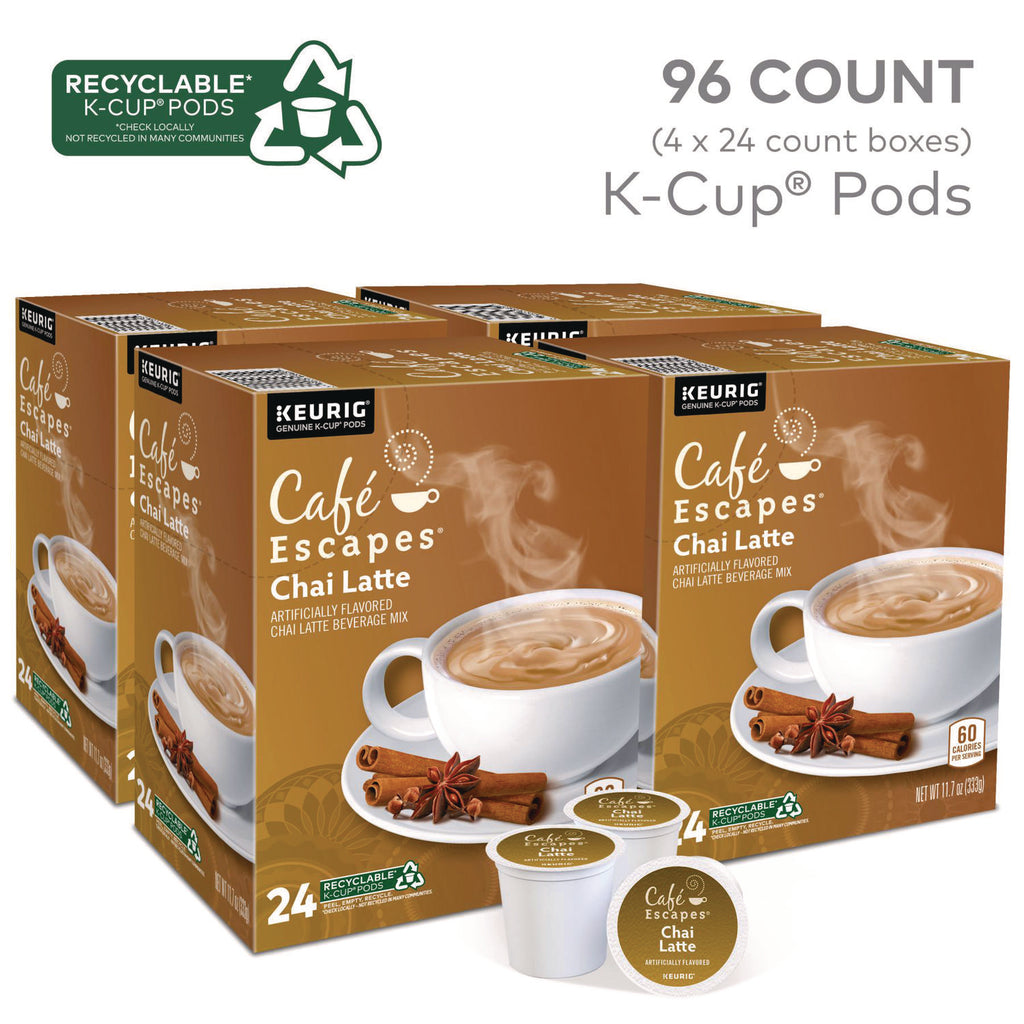 Cafe Escapes Chai Latte K-Cups, 96/Carton