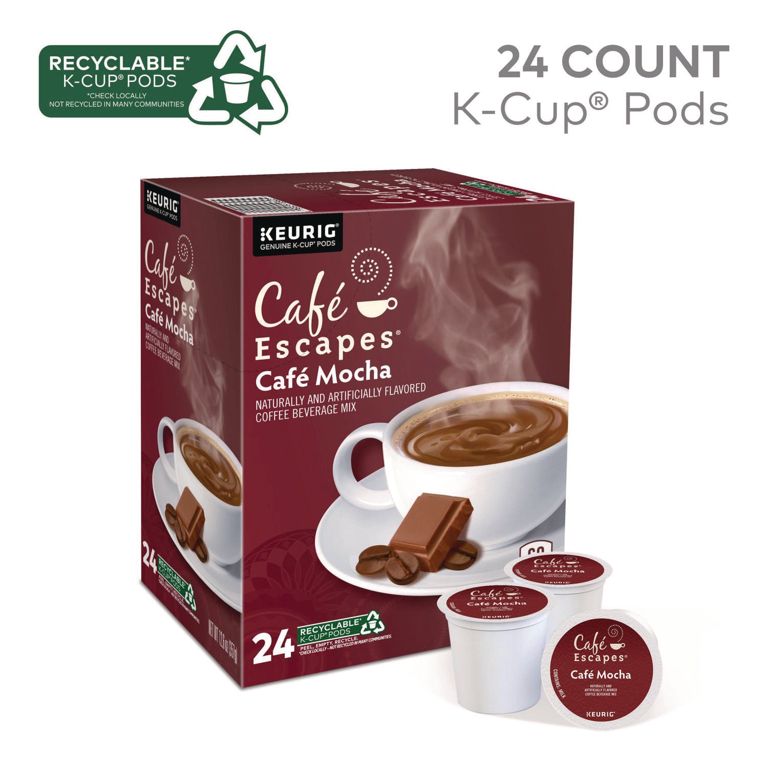 Cafe Escapes Mocha K-Cups, 24/Box
