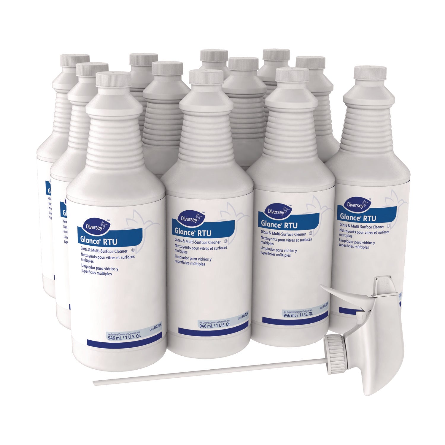 Glance Glass and Multi-Surface Cleaner, Original, 32 oz Spray Bottle, 12/Carton