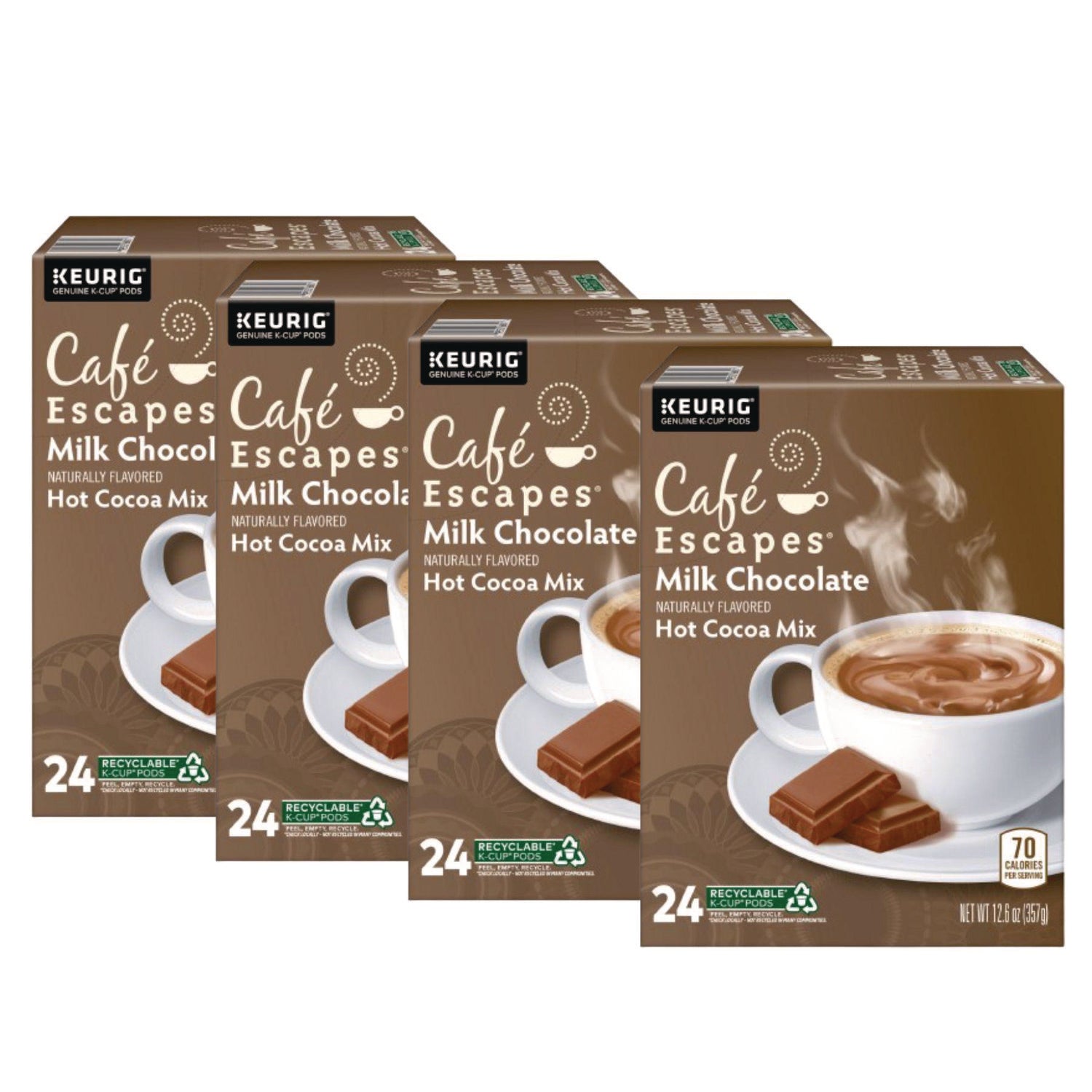 Cafe Escapes Milk Chocolate Hot Cocoa K-Cups, 96/Carton