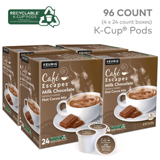 Cafe Escapes Milk Chocolate Hot Cocoa K-Cups, 96/Carton