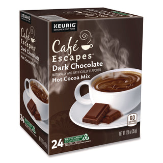 Cafe Escapes Dark Chocolate Hot Cocoa K-Cups, 24/Box