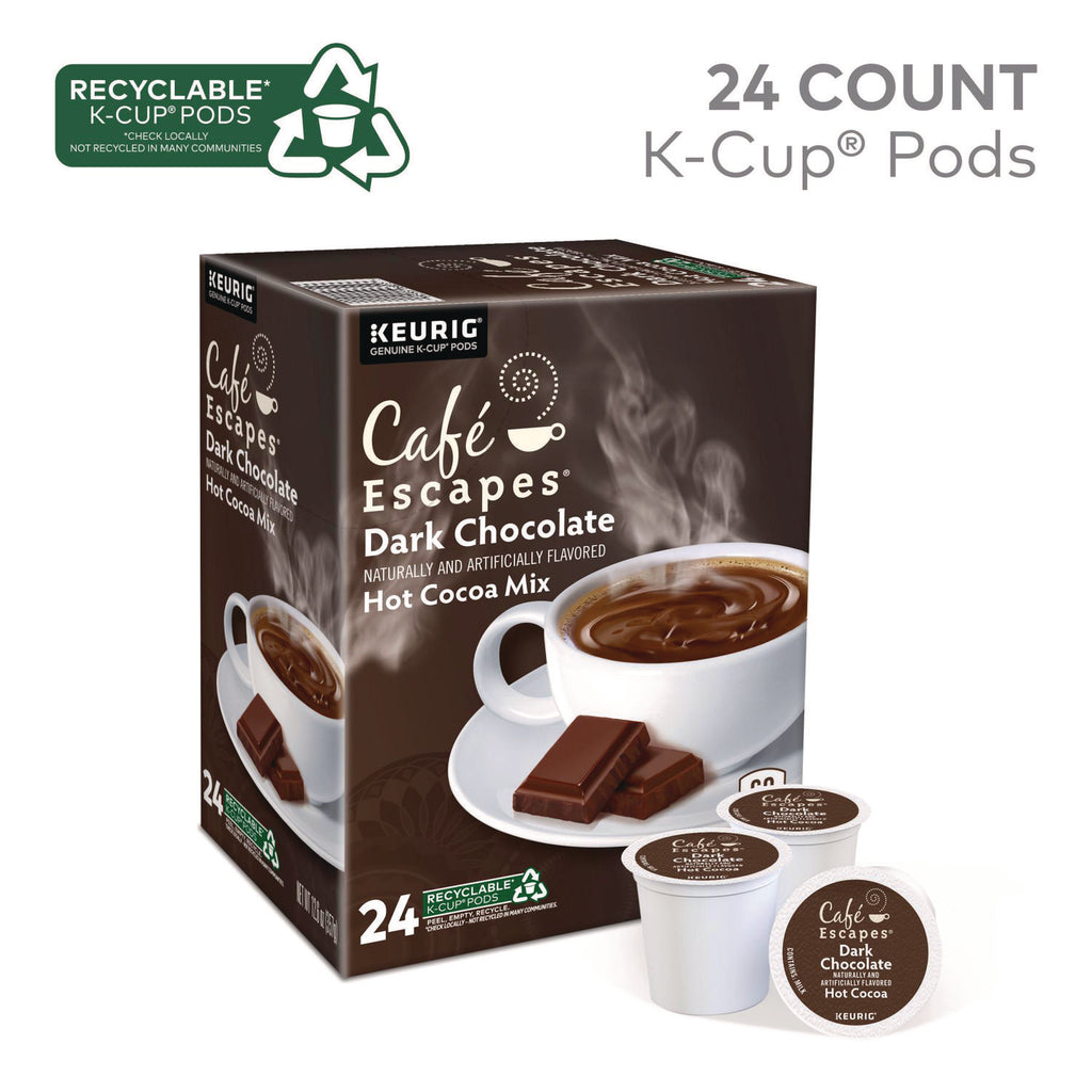 Cafe Escapes Dark Chocolate Hot Cocoa K-Cups, 24/Box