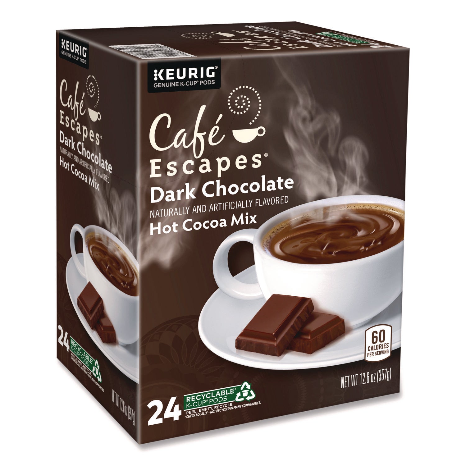 Dark Chocolate Hot Cocoa K-Cups, 24/Box, 4 Box/Carton