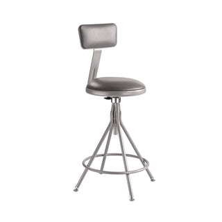 6500 Series Height Adj Heavy Duty Vinyl Swivel Stool w/Backrest, Support 500 lb, 24"-30" Seat Ht, Gray, Ships in 1-3 Bus Days