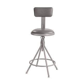 6500 Series Height Adj Heavy Duty Vinyl Swivel Stool w/Backrest, Support 500 lb, 24"-30" Seat Ht, Gray, Ships in 1-3 Bus Days