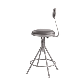 6500 Series Height Adj Heavy Duty Vinyl Swivel Stool w/Backrest, Support 500 lb, 24"-30" Seat Ht, Gray, Ships in 1-3 Bus Days
