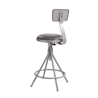 6500 Series Height Adj Heavy Duty Vinyl Swivel Stool w/Backrest, Support 500 lb, 24"-30" Seat Ht, Gray, Ships in 1-3 Bus Days