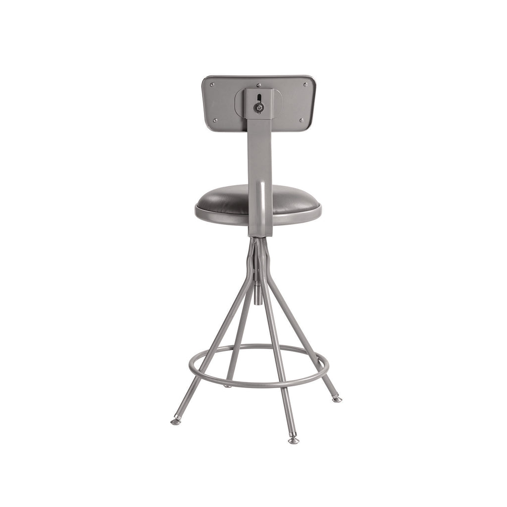 6500 Series Height Adj Heavy Duty Vinyl Swivel Stool w/Backrest, Support 500 lb, 24"-30" Seat Ht, Gray, Ships in 1-3 Bus Days