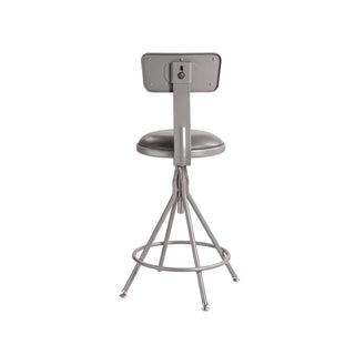 6500 Series Height Adj Heavy Duty Vinyl Swivel Stool w/Backrest, Support 500 lb, 24"-30" Seat Ht, Gray, Ships in 1-3 Bus Days