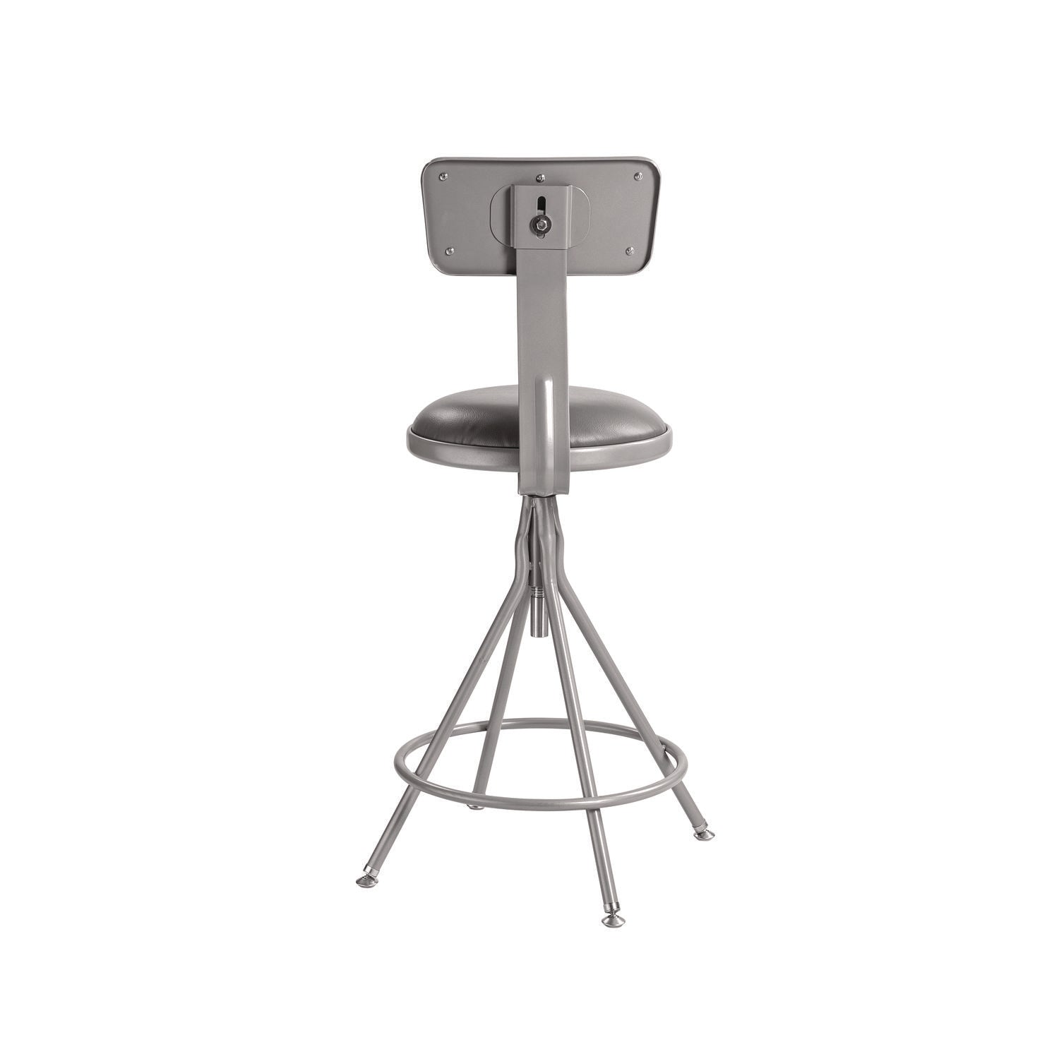 6500 Series Height Adj Heavy Duty Vinyl Swivel Stool w/Backrest, Support 500 lb, 24"-30" Seat Ht, Gray, Ships in 1-3 Bus Days