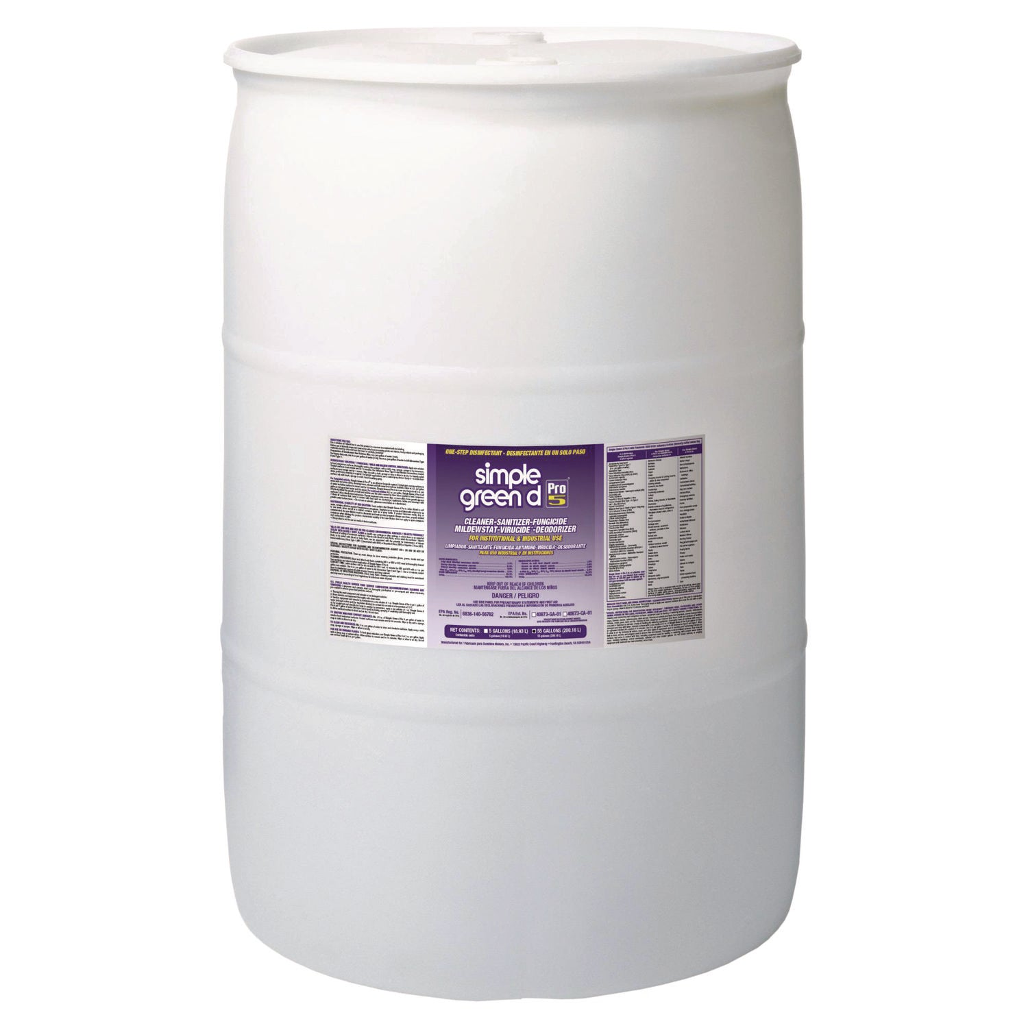 d Pro 5 Disinfectant, Unscented, 55 gal Drum